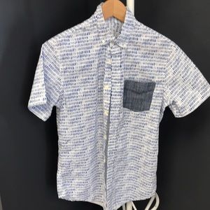 Blue with white short sleeve oxford
